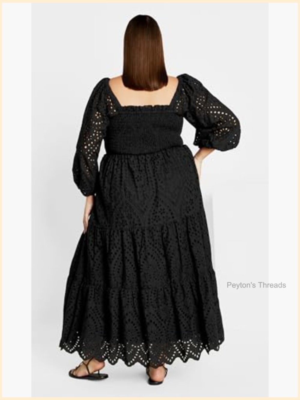 Elbow Sleeve Broderie Plus Size Boho Maxi Dress - Picture 3 of 7